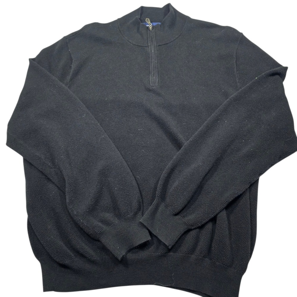 Vintage Poloโ Golf Ralph Lauren Men's XXL Cotton 1/4 Zip Sweater Black Preppy